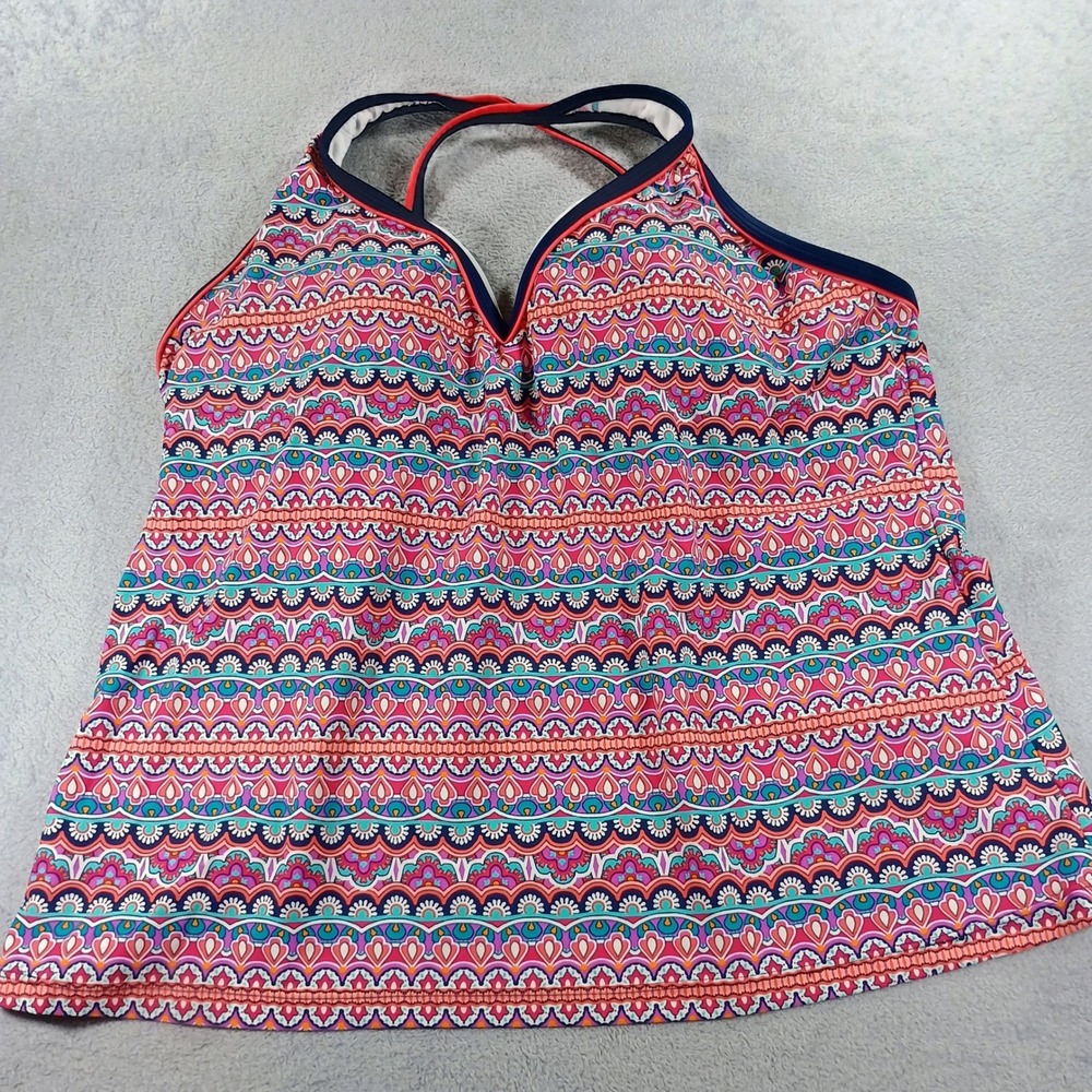 South Point Womens Tankini Top Multicolor Paisley Geometric Print L Halter‎